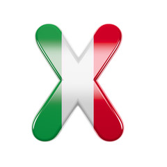 Italian letter X - Upper-case 3d Italy flag font - suitable for Italy, Europe or Rome related subjects
