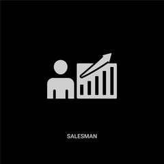 white salesman vector icon on black background. modern flat salesman from marketing concept vector sign symbol can be use for web, mobile and logo.