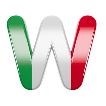 Italian Letter W - Capital 3d Italy Flag Font - Suitable For Italy, Europe Or Rome Related Subjects