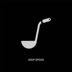 white soup spoon vector icon on black background. modern flat soup spoon from measurement concept vector sign symbol can be use for web, mobile and logo.