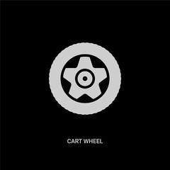 white cart wheel vector icon on black background. modern flat cart wheel from mechanicons concept vector sign symbol can be use for web, mobile and logo.