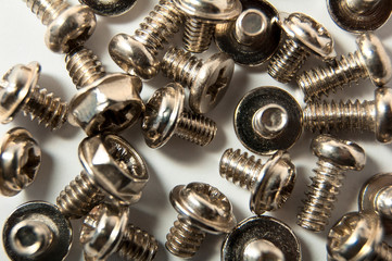 Group of screws on white background