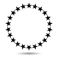 Stars, circle border frame isolated on white background, vector illustration