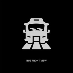 white bus front view vector icon on black background. modern flat bus front view from mechanicons concept vector sign symbol can be use for web, mobile and logo.