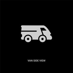 white van side view vector icon on black background. modern flat van side view from mechanicons concept vector sign symbol can be use for web, mobile and logo. © Meth Mehr