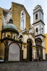 Facade of San Domenico Maggiore Church in Naples, Italy