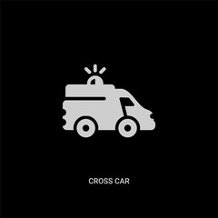 white cross car vector icon on black background. modern flat cross car from mechanicons concept vector sign symbol can be use for web, mobile and logo.
