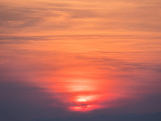 Beautiful orange sunset with clouds.