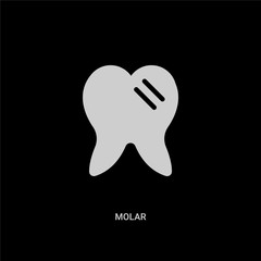 white molar vector icon on black background. modern flat molar from medical concept vector sign symbol can be use for web, mobile and logo.