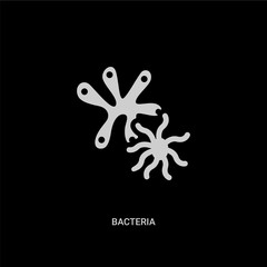 white bacteria vector icon on black background. modern flat bacteria from medical concept vector sign symbol can be use for web, mobile and logo.