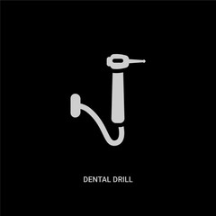 white dental drill vector icon on black background. modern flat dental drill from medical concept vector sign symbol can be use for web, mobile and logo.