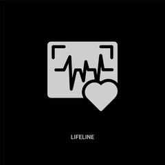 white lifeline vector icon on black background. modern flat lifeline from medical concept vector sign symbol can be use for web, mobile and logo.