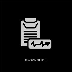 white medical history vector icon on black background. modern flat medical history from medical concept vector sign symbol can be use for web, mobile and logo.