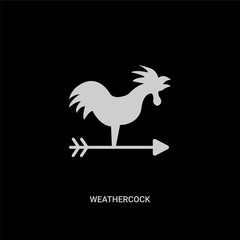 white weathercock vector icon on black background. modern flat weathercock from meteorology concept vector sign symbol can be use for web, mobile and logo.