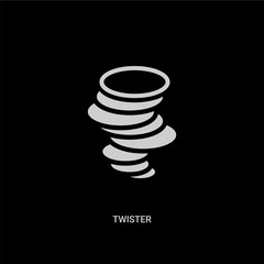 white twister vector icon on black background. modern flat twister from meteorology concept vector sign symbol can be use for web, mobile and logo.