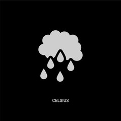 white celsius vector icon on black background. modern flat celsius from meteorology concept vector sign symbol can be use for web, mobile and logo.