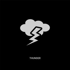 white thunder vector icon on black background. modern flat thunder from meteorology concept vector sign symbol can be use for web, mobile and logo.