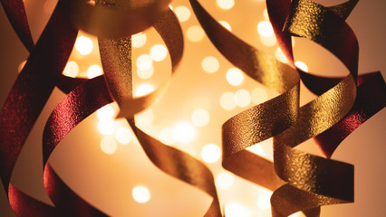 gold and silver blurred ribbons for anniversary, gift, shopping, sale  concept background