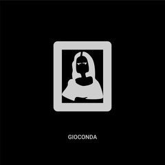 white gioconda vector icon on black background. modern flat gioconda from museum concept vector sign symbol can be use for web, mobile and logo.