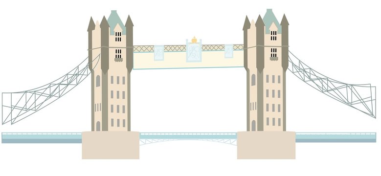 Tower bridge in London,isolated on white,flat design.For websites and mobile applications. The Sights Of London.The Image Is Vector.