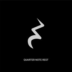 white quarter note rest vector icon on black background. modern flat quarter note rest from music and media concept vector sign symbol can be use for web, mobile and logo.