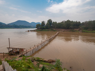 Bamboo bridge on the Mekong Rover, Laos