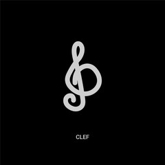 Fototapeta premium white clef vector icon on black background. modern flat clef from music and media concept vector sign symbol can be use for web, mobile and logo.