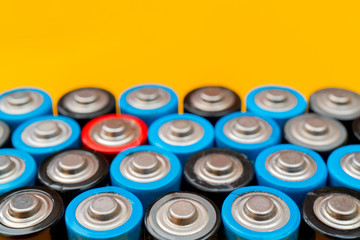Used batteries. Waste collection and recycling. Environmental Protection. Batteries background.