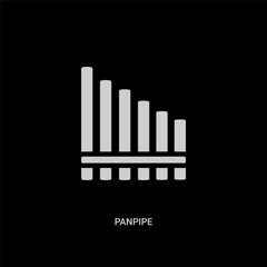 white panpipe vector icon on black background. modern flat panpipe from music and media concept vector sign symbol can be use for web, mobile and logo.