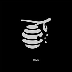 white hive vector icon on black background. modern flat hive from nature concept vector sign symbol can be use for web, mobile and logo.