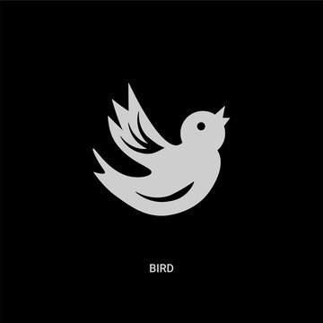 white bird vector icon on black background. modern flat bird from nature concept vector sign symbol can be use for web, mobile and logo.