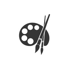 Painter palette and Paint brush icon symbol vector . paint brush logo designs Illustration