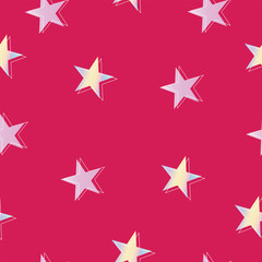 seamless pattern with stars in pastel colors - pink background