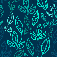 Floral seamless pattern. Foliage seamless pattern design with pastel color. Tropical leaves pattern background