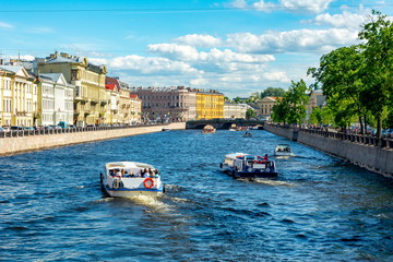 Fontanka river in summer, St. Petersburg, Russia