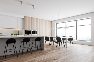 Wooden and white kitchen corner