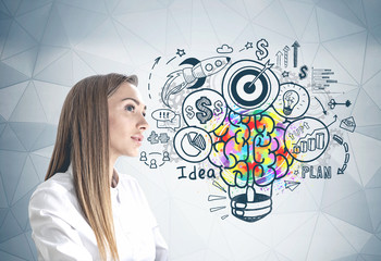 Pensive businesswoman and business idea