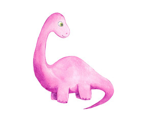 Cute watercolor dinosaur. Watercolor childish set