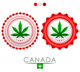 Canada marijuana emblem vector cannabis seal of approval with the colors of the flag of Canada