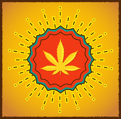 Marijuana emblem vector seal, Cannabis Leaf Plant sign illustration 