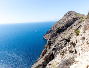 Overlooking the Mediterranean coastline from on top a mountain near Cartagena, Spain