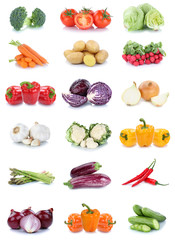 Collection of vegetables carrots tomatoes onions bell pepper lettuce vegetable food isolated