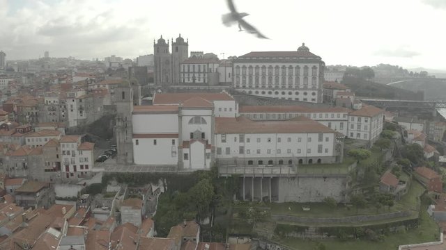 The city of Porto in Portugal, 4k aerial skyline drone ungraded/flat raw footage