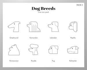 Dog breeds icons Line pack