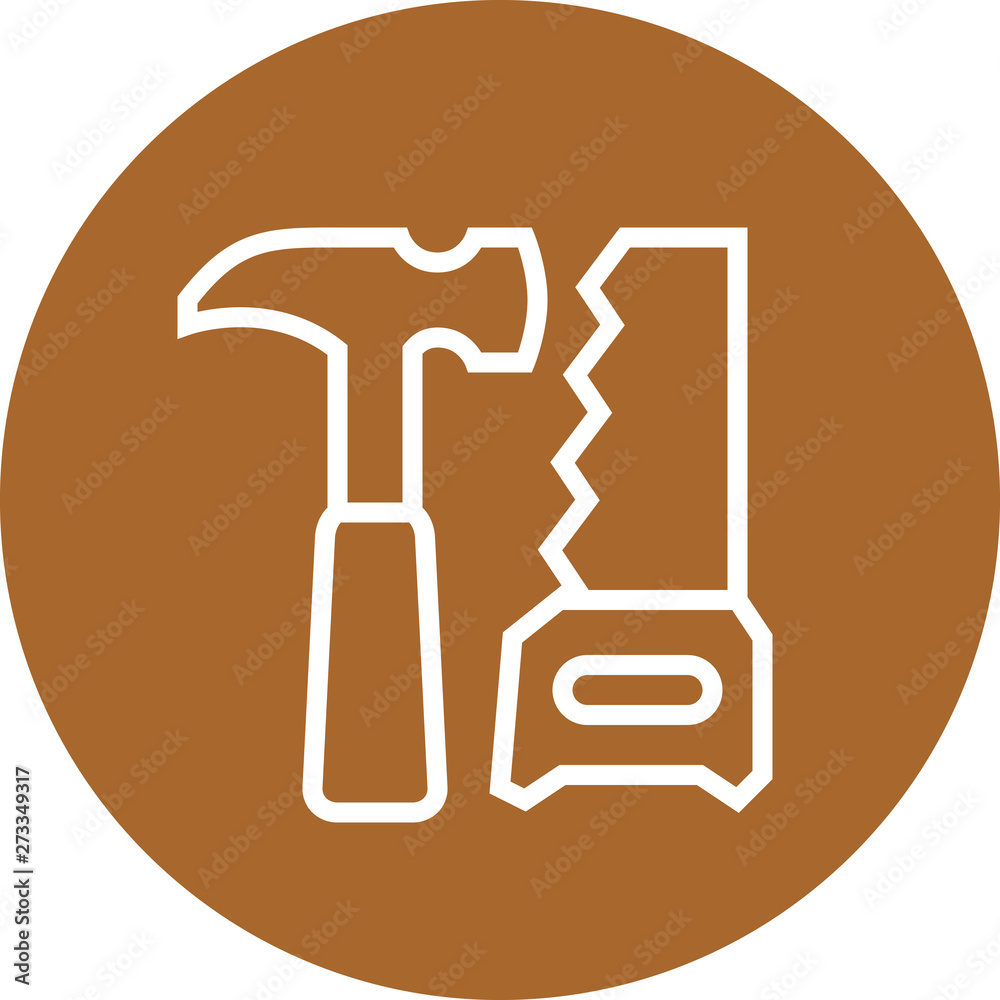 Wall mural hammer saw tools outline icon