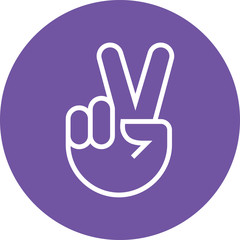 Fototapeta na wymiar Hand Gesture Peace Sign Victory Outline Icon