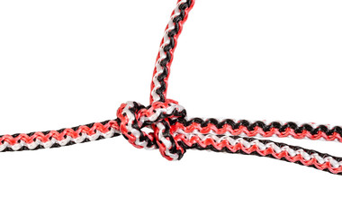 bowline knot close up tied on synthetic rope