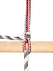 rolling hitch knot tied on synthetic rope cut out