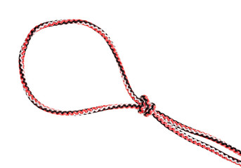 loop of strangle snare knot tied on synthetic rope