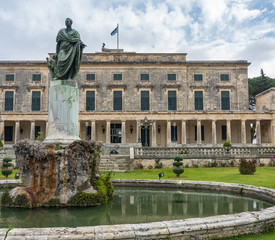 Fototapeta na wymiar Statue to Sir Frederick Adam outside Asian Art museum in Corfu